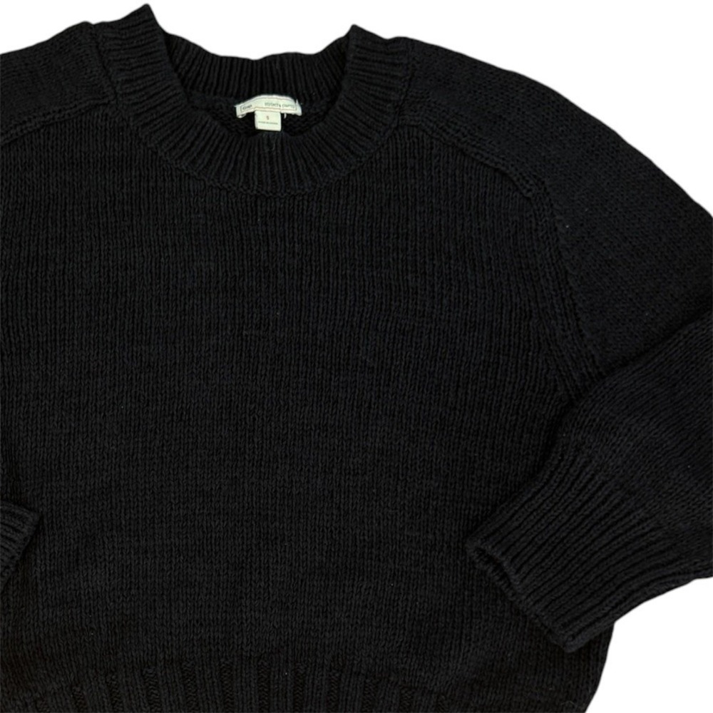 Gap Tape Yarn Pullover Sweater Black Cropped Ribbed Knit Crewneck S 224750